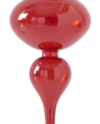 Red Transparent Glass Finial 13"