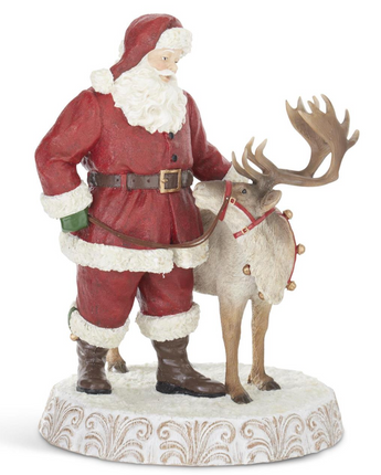 Resin Santa with Reindeer 14"