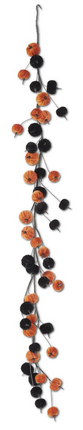 Black & Orange Velvet Pumpkin Garland 60"