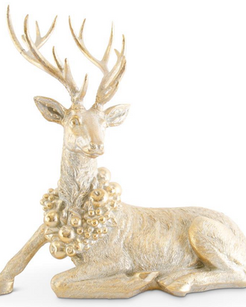 Gold Laying Antique Resin Deer 29"