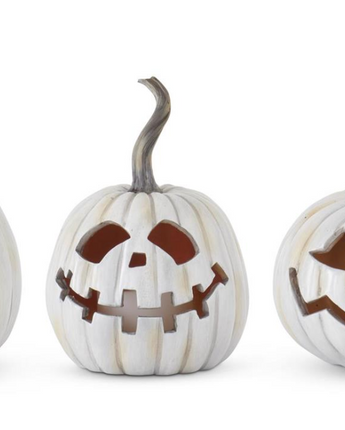 Gray Resin LED Flicker Flame Jack-O-Lantern (Set of 3)