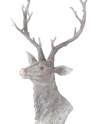 Gray Washed Wood Grain Resin Deer Bust 28"