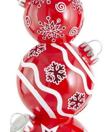 Red & White Resin LED 4-Stacked Ornaments 35"