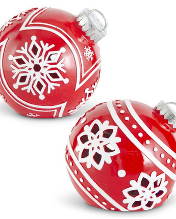 Red & White Resin LED Ornaments with Timer