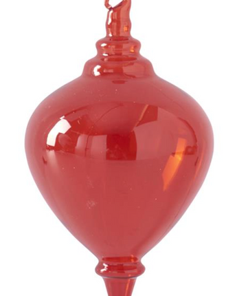 Red Transparent Glass Finial 6.5"