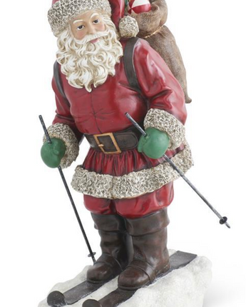 Vintage Resin Santa Skiing 25.5"