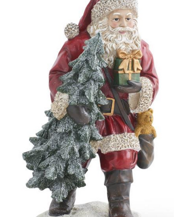 Vintage Resin Santa with Glittered Tree 23.5"