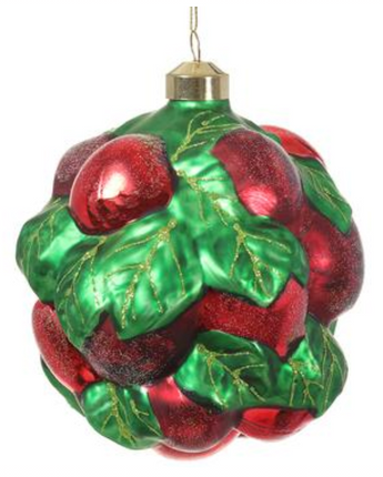 5" Glitter Glass Apple Ornament