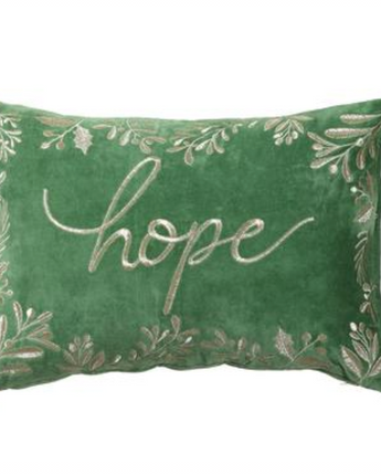 20" Hope Embroidered Velvet Pillow