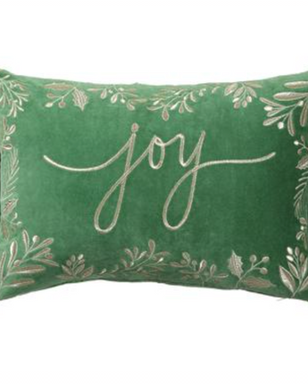 20" Joy Embroidered Velvet Pillow