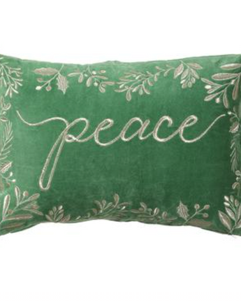 20" Peace Embroidered Velvet Pillow