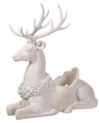 45.5" Natural White Reindeer Planter