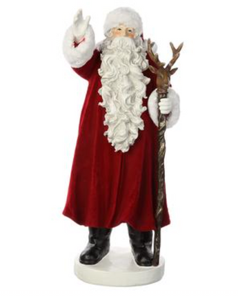 25" Santa Holding Reindeer Staff