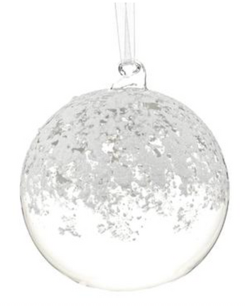 4.7" Snowy Glass Ball