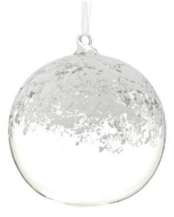 6" Snowed Glass Ball