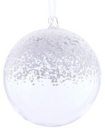 8" Snowed Glass Ball