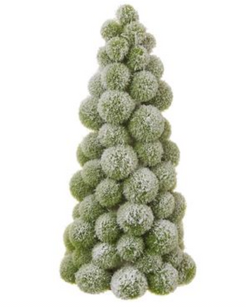 16" Snowy Pompom Cone Tree