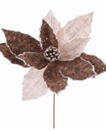 Cork Burlap Poinsettia 22"