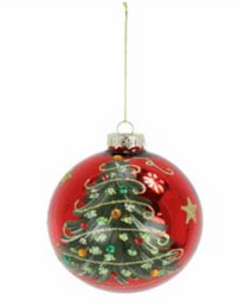 Glass Tree Ball Ornament 4.75"