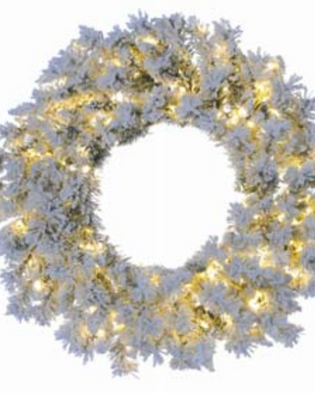 Pre-Lit Flocked Balsam Pine Wreath 30"