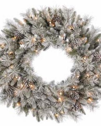 Pre-Lit Hudson Flocked Pine Wreath 24"