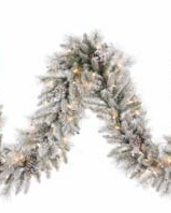 Pre-Lit Hudson Flocked Pine Garland 9'X12"