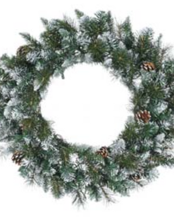 Pre-Lit Mixed Snow Pine Wreath 30"