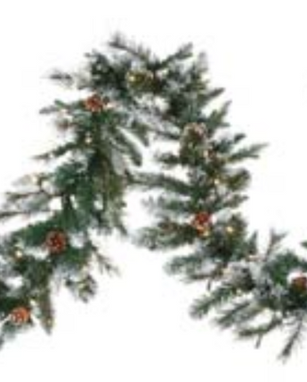 Pre-Lit Mixed Snow Pine Garland 9'X14"