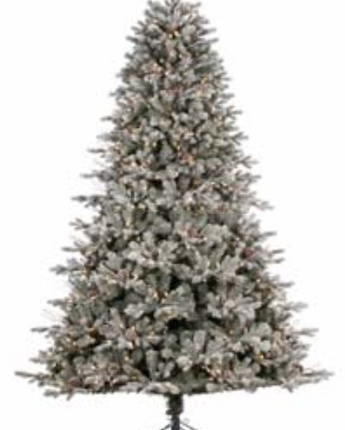 Pre-Lit Ridgeline Flocked Pine Tree 7.5'