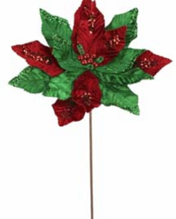 Red & Green Poinsettia 22"