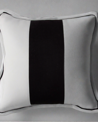 20" Square White Linen Pillow with Black Stripe