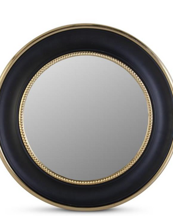 18" Round Gold Trim Black Framed Wall Mirror