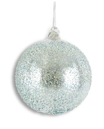 4.75" Light Blue Textured Mercury Glass Round Ornament