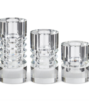 Round Clear Crystal Glass Vases (Set of 3)