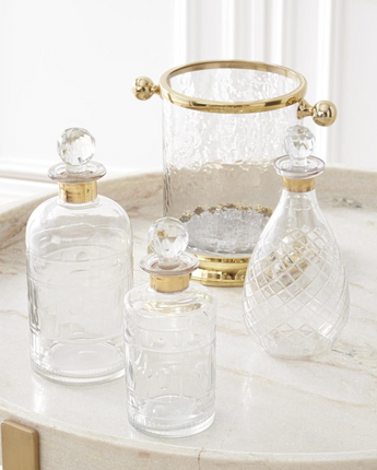 Glass Decanters with Gold Trim (Set of 3)