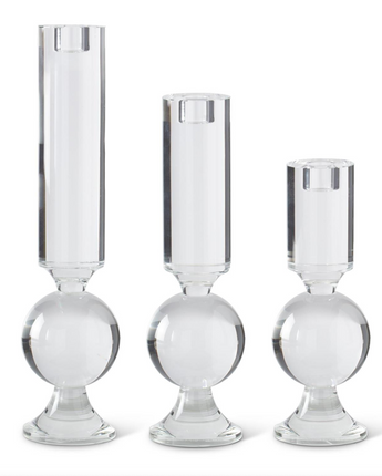 Crystal Ball Taper Candle Holders (Set of 3)