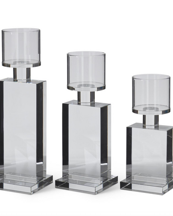 Rectangular Crystal Candle Holders (Set of 3)