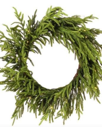 Natural Touch Norfolk Pine Wreath with Battery Lights 24"