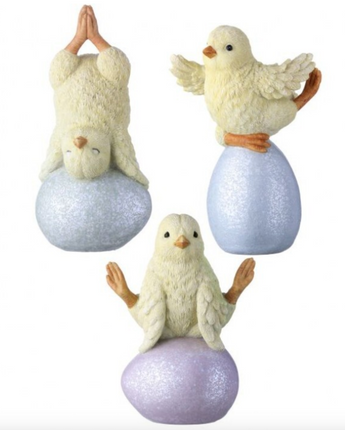 7" Resin Gymnastic Chick on Egg (Set of 3)