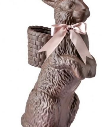 35" Resin Chocolate Standing Bunny with Basket