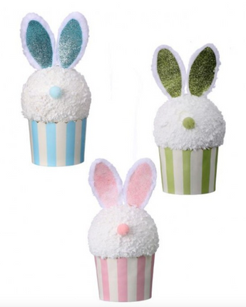 7" Easter Bunny Cupcake with Striped Cups (Sold Separately)