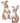 22" Faux Fur Standing Bunny (Set of 2)