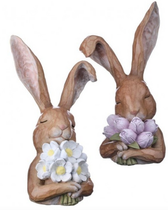 12" Thoughtful Bunny with Flowers (Sold Separately)