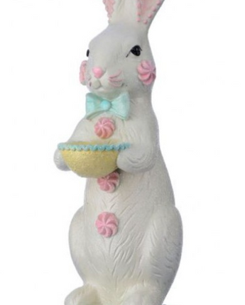 18" Resin Sugared Bunny on Pedestal