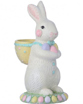 9" Resin Sugared Bunny with Basket Backpack