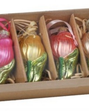 4" Glass Tulip Ornament (Box of 4)