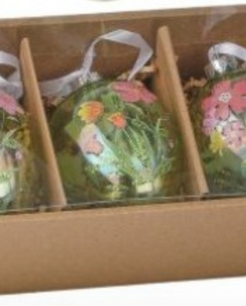 4" Glass Floral Egg (Box of 3)