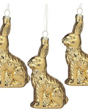 4" Glass Foiled Bunny Ornament (Box of 3)