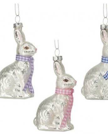 4" Glass Spring Bunny Ornament (Box of 3)