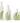 White Ceramic Vases with Green Fern Emboss (Set of 3)